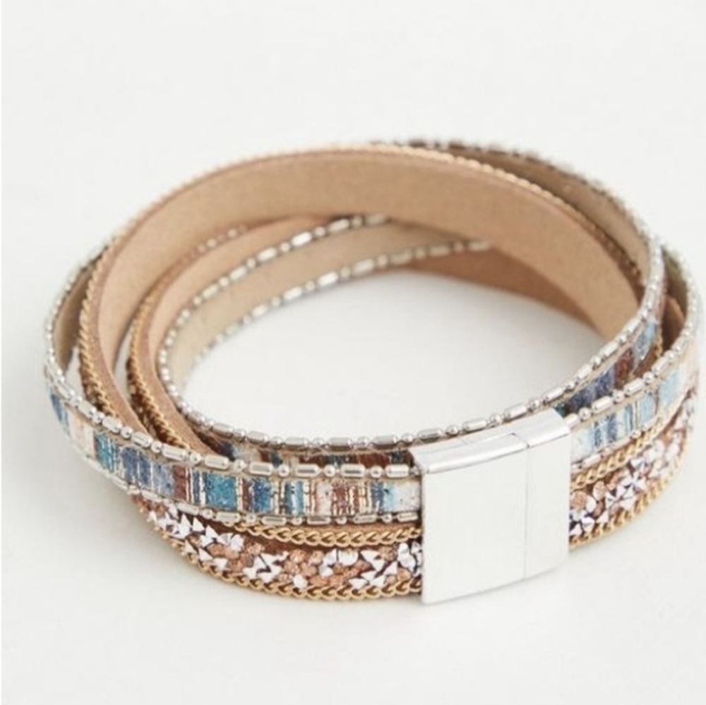 Torrid Tan and Blue Wrap Bracelet